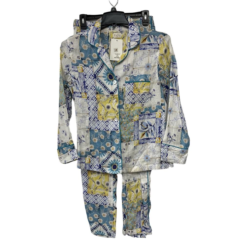 The Lazy Poet EMMA Mediterranean Linen LONG PAJAMA SET Size Small New